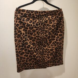 TALBOTS Animal print pencil 100% cotton midi skirt size 9P